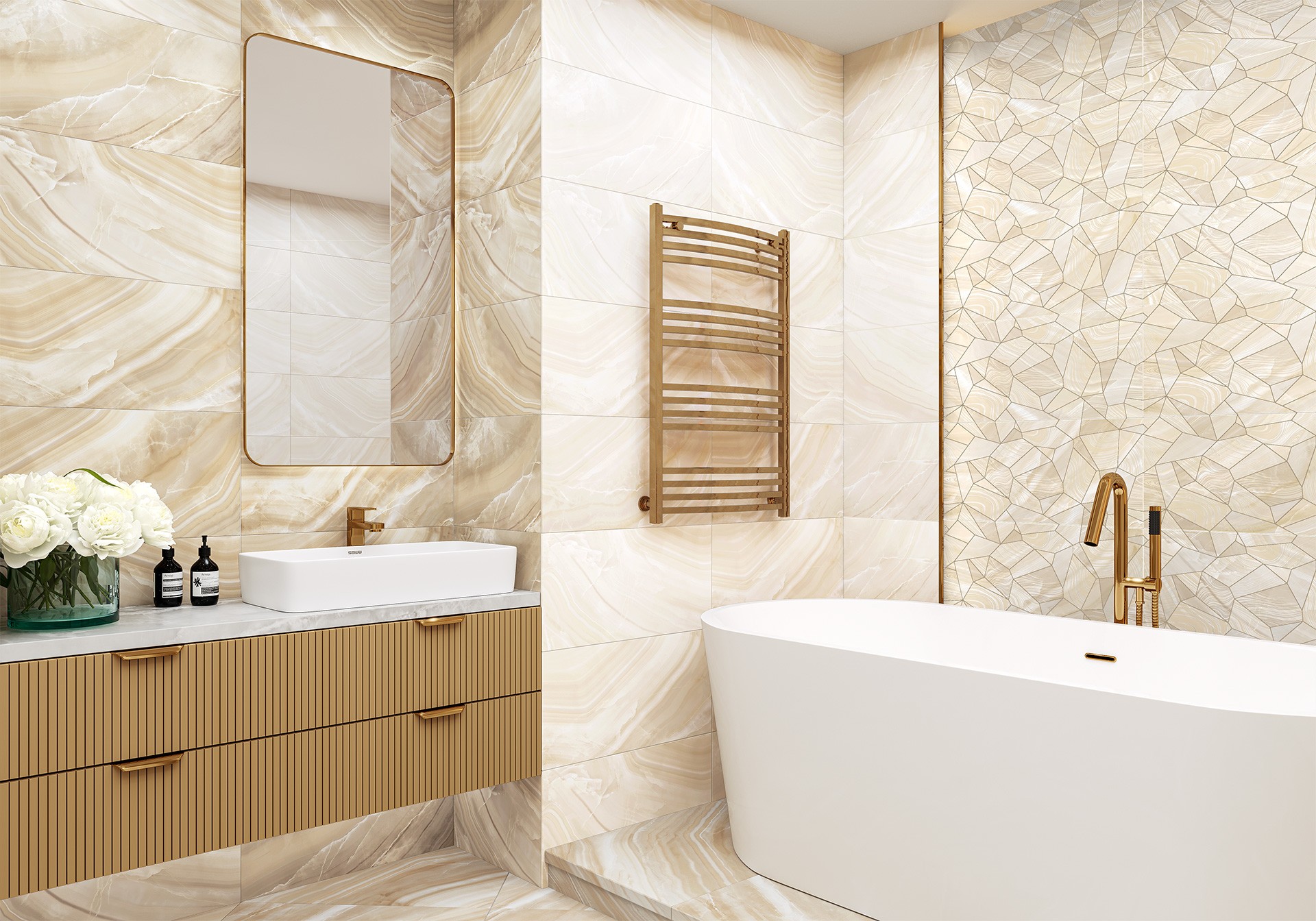 Керамическая плитка New Trend арт Венис, кремовый, 600x300 фото 2