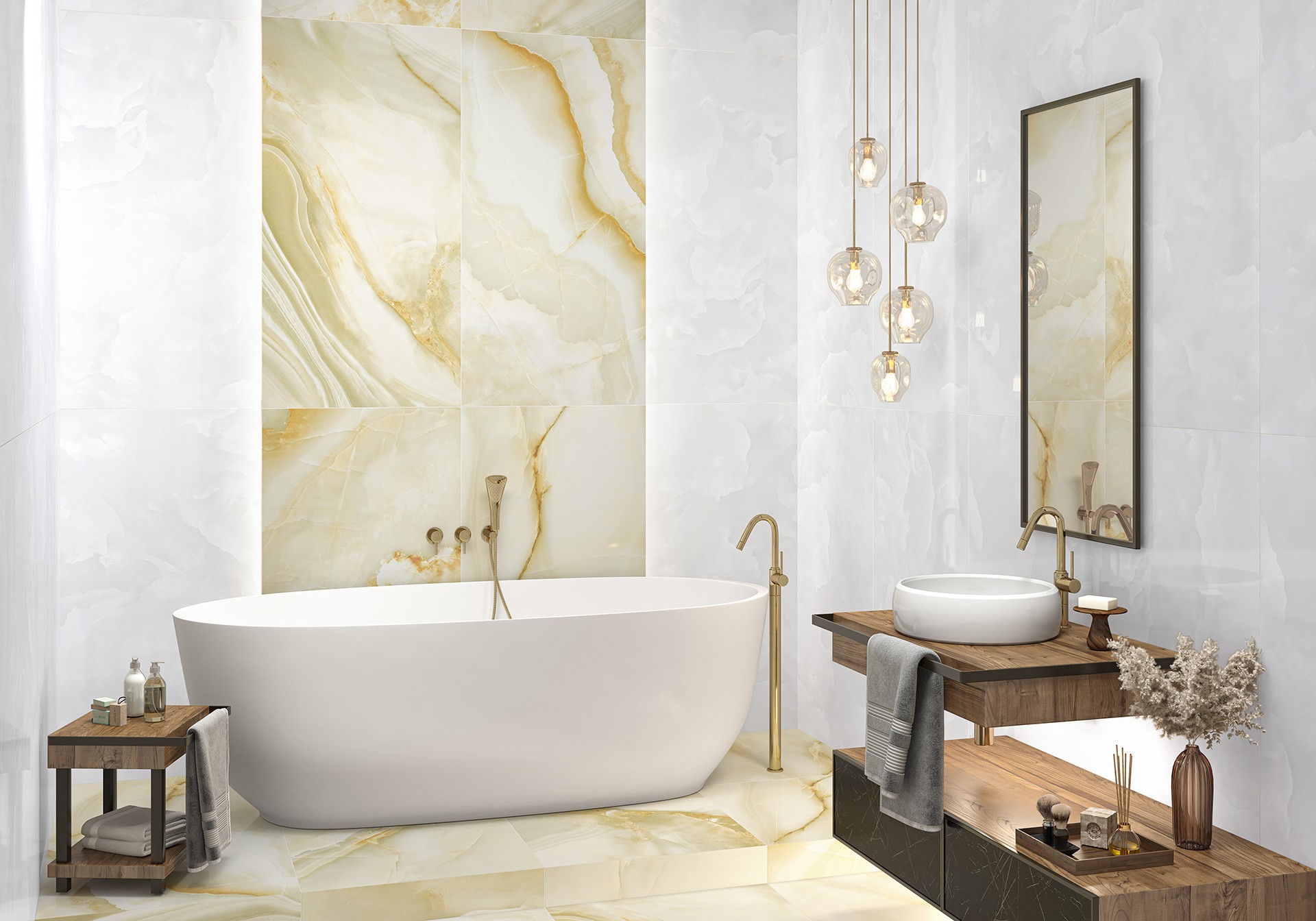 Керамогранит LCM арт Айс Оникс, светло-серый, 1200х600 фото 2