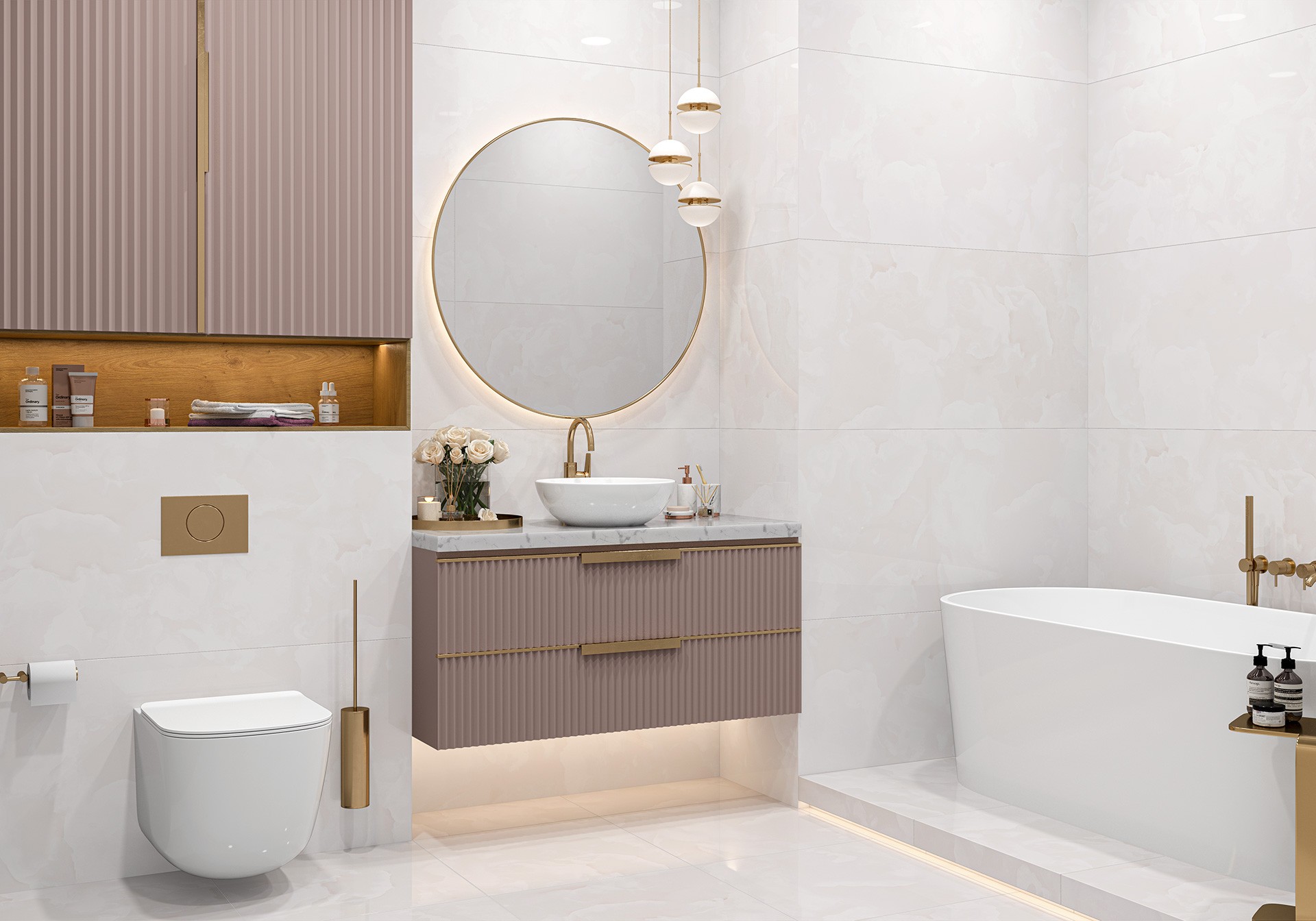 Керамогранит LCM арт Айс Оникс, розовый, 1200х600 фото 2