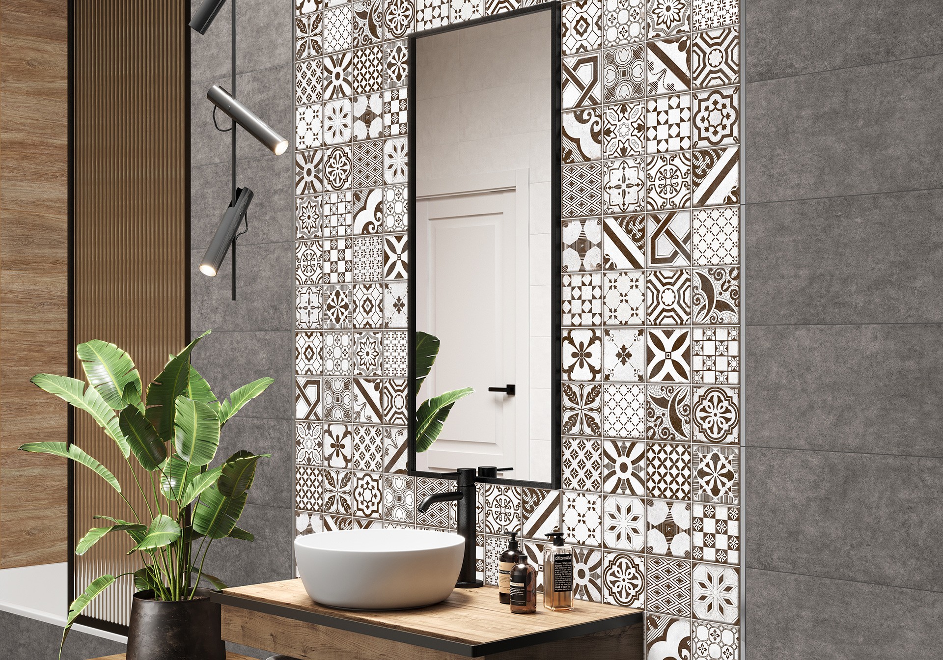 Керамогранит Alma Ceramica арт Бохо, темно-коричневый, 500х249 фото 3